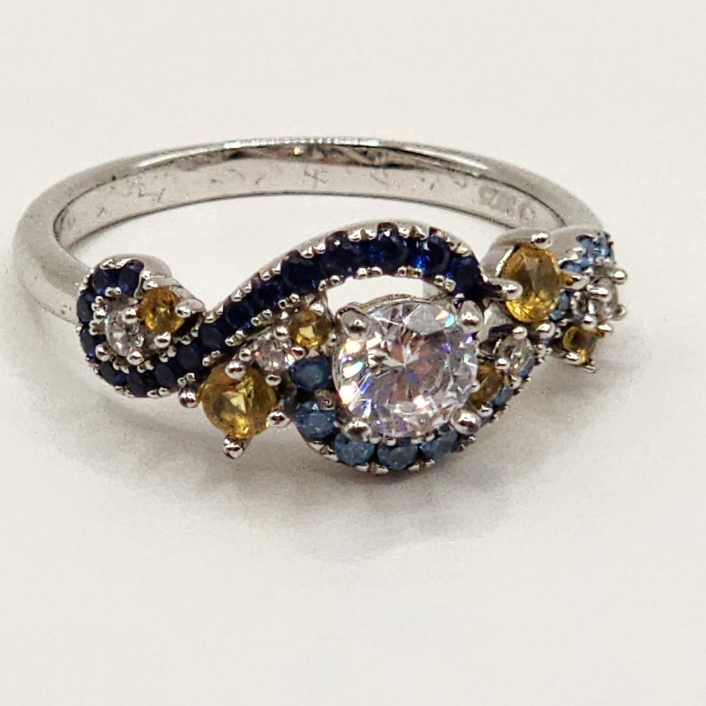 Jeulia Starry Night Van Gogh Swirl Ring 925 Sterling Silver Size 6.25 EUC Gift